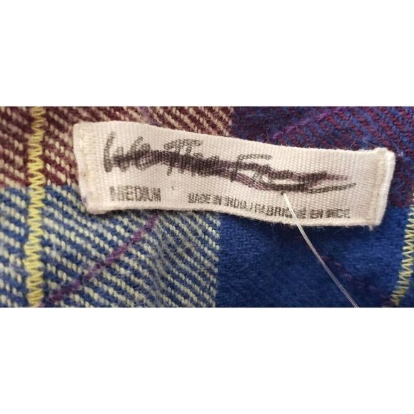 NEW WE THE FREE IZZIE PLAID FLANNEL CARGO SHIRT SHACKET BLUE YELLOW WINE SZ M - Picture 9 of 10